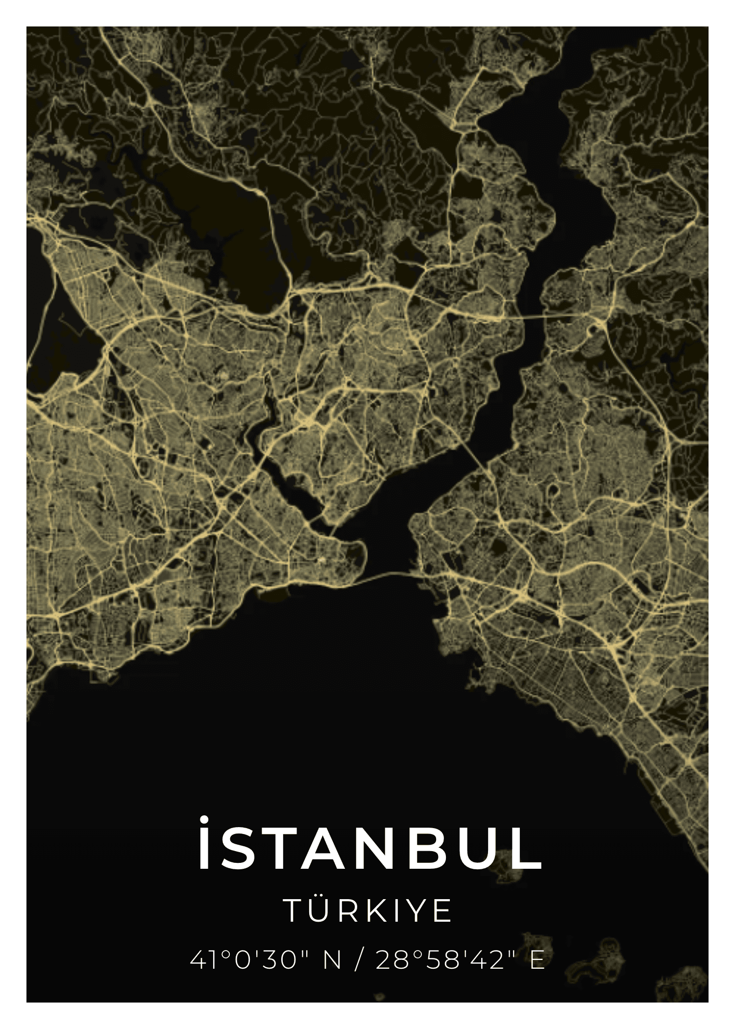 Istanbul street map poster — Minuit palette
