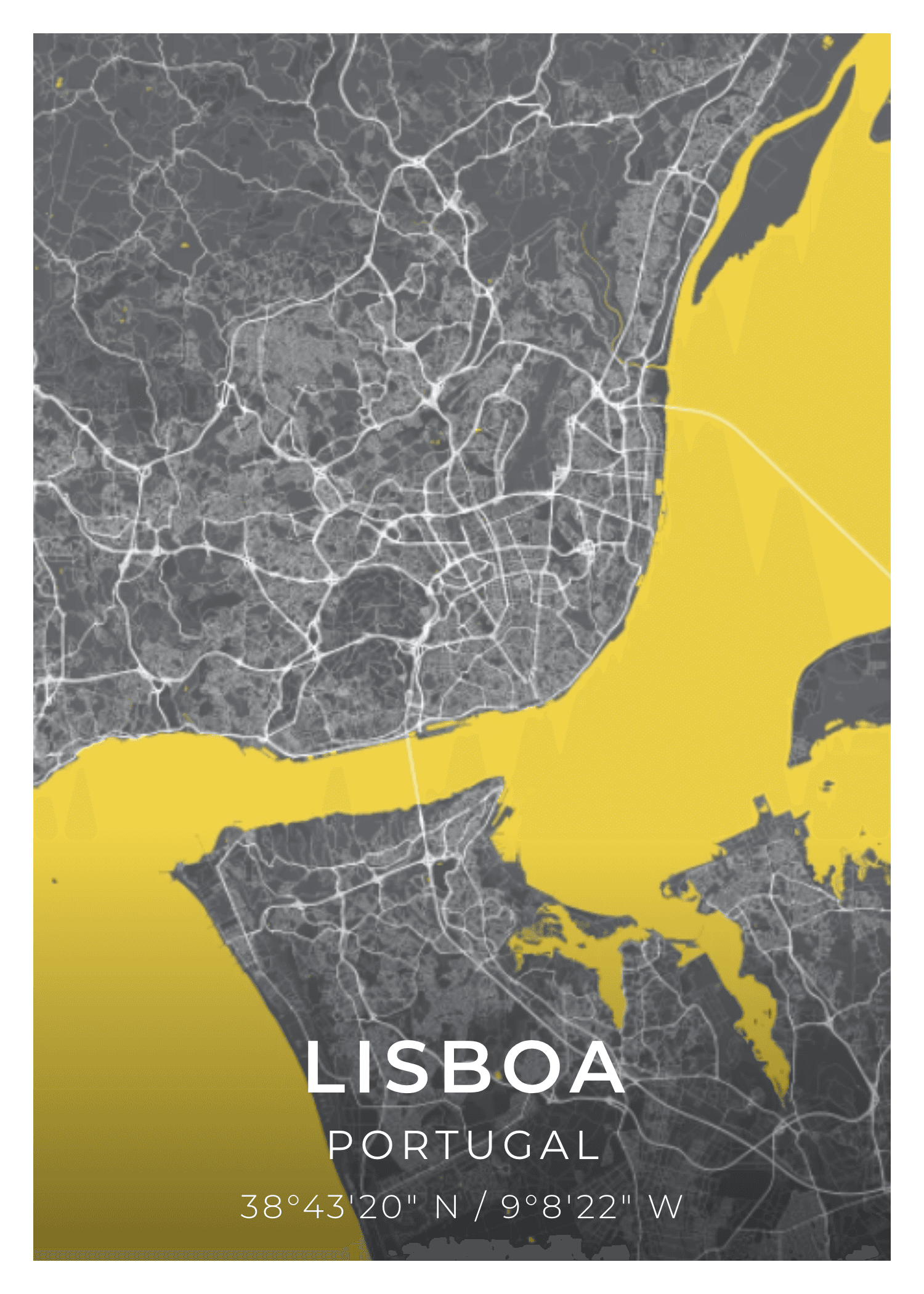Lisbon street map poster — Summer palette