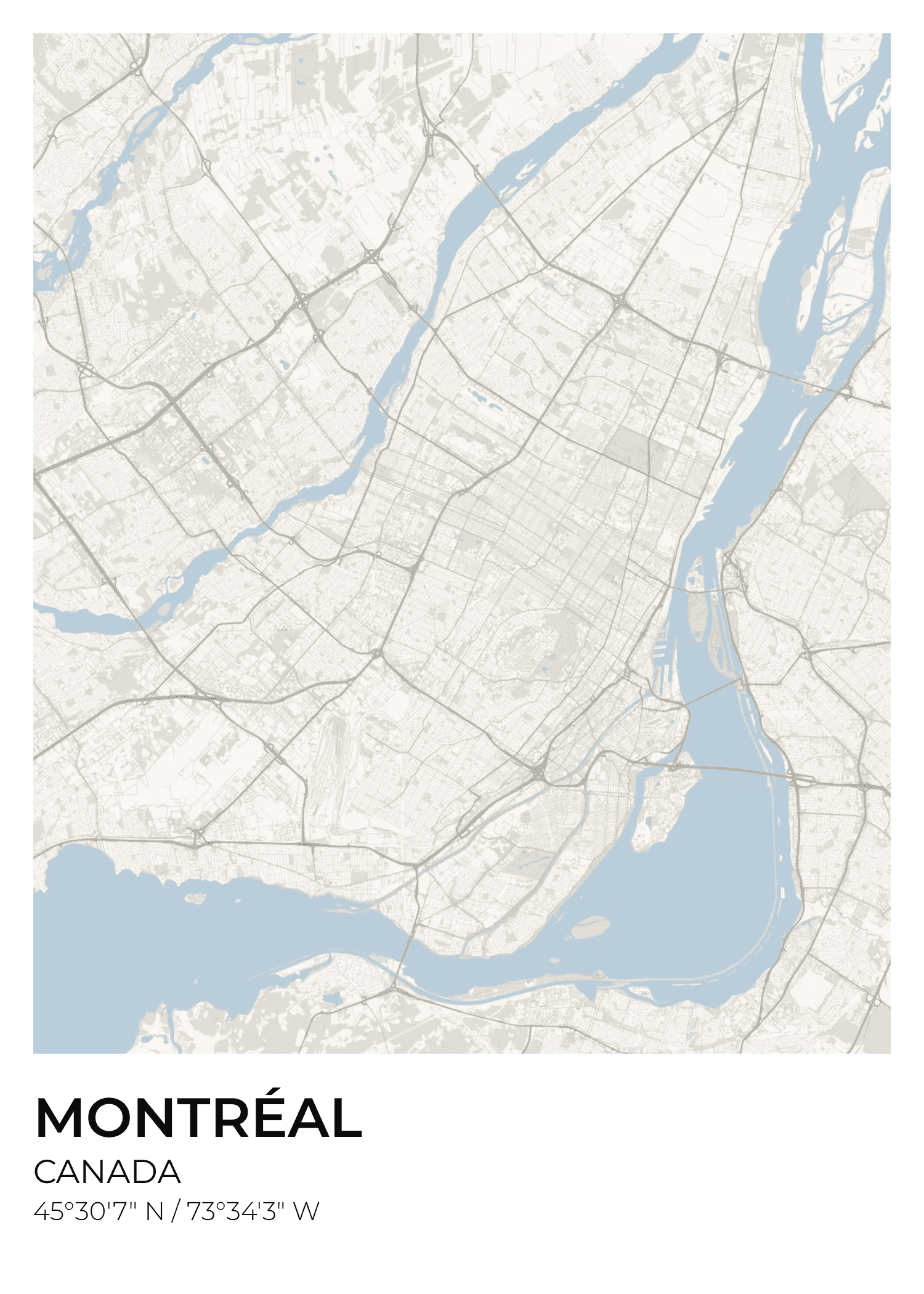 Montreal, Canada — Arctic street map poster