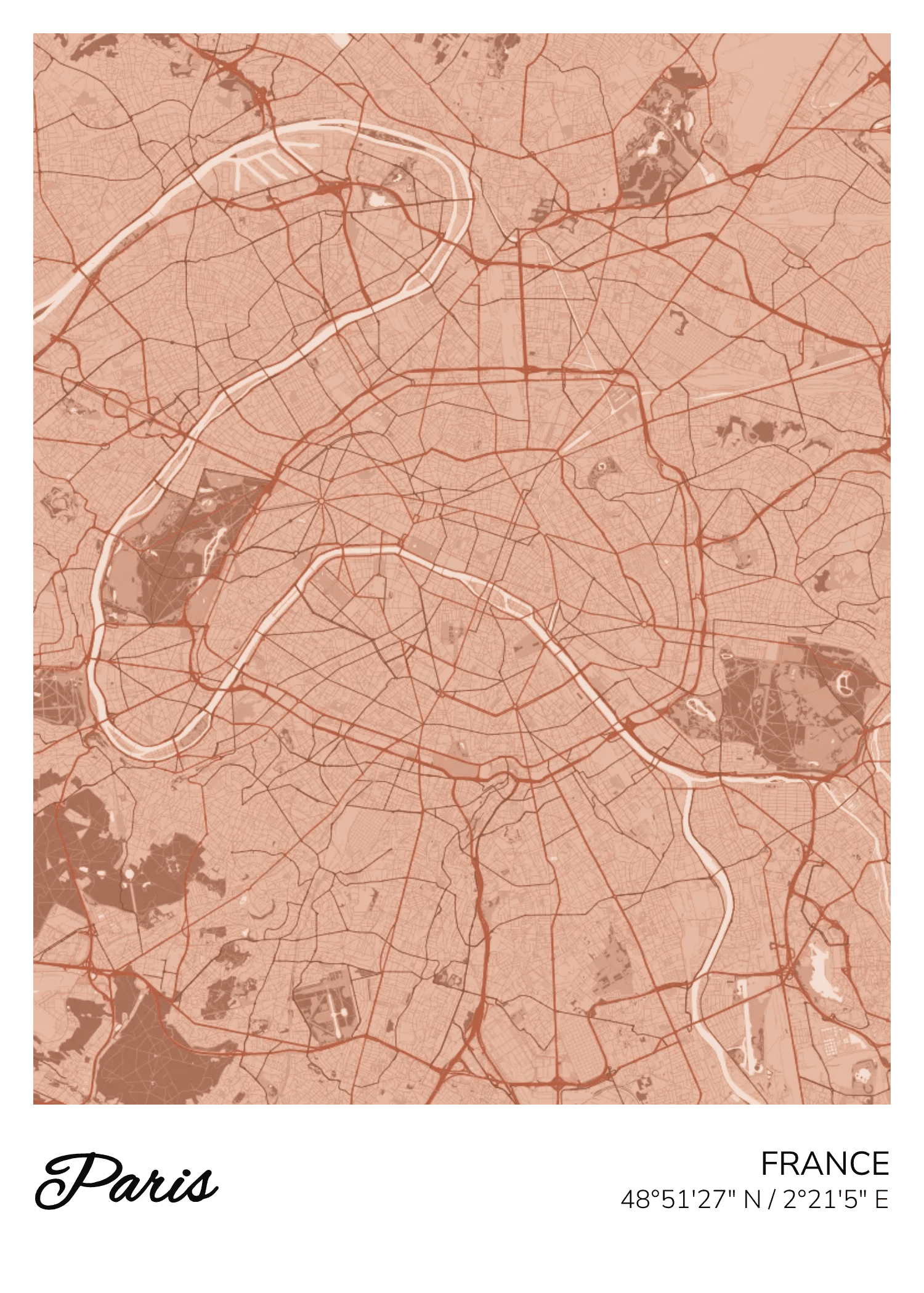 Paris, France — Sahara street map poster
